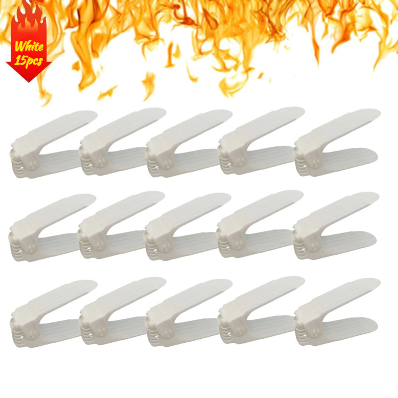 15Pcs Adjustable Plastic Shoe Rack