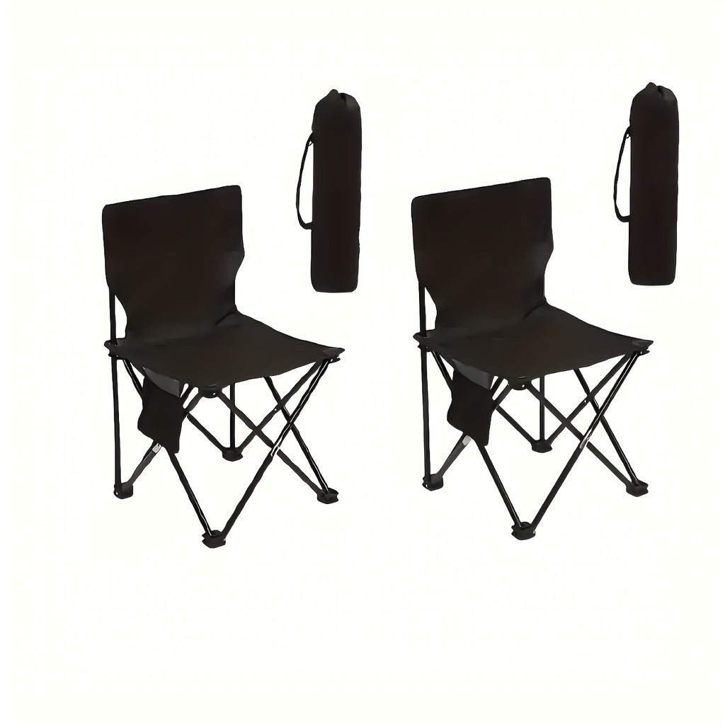 Black Portable Folding Outdoor Chairs – Lightweight Compact Design, Durable Metal Frame with Storage Bag, Ideal for Camping, Travel, Fishing & Holiday Use