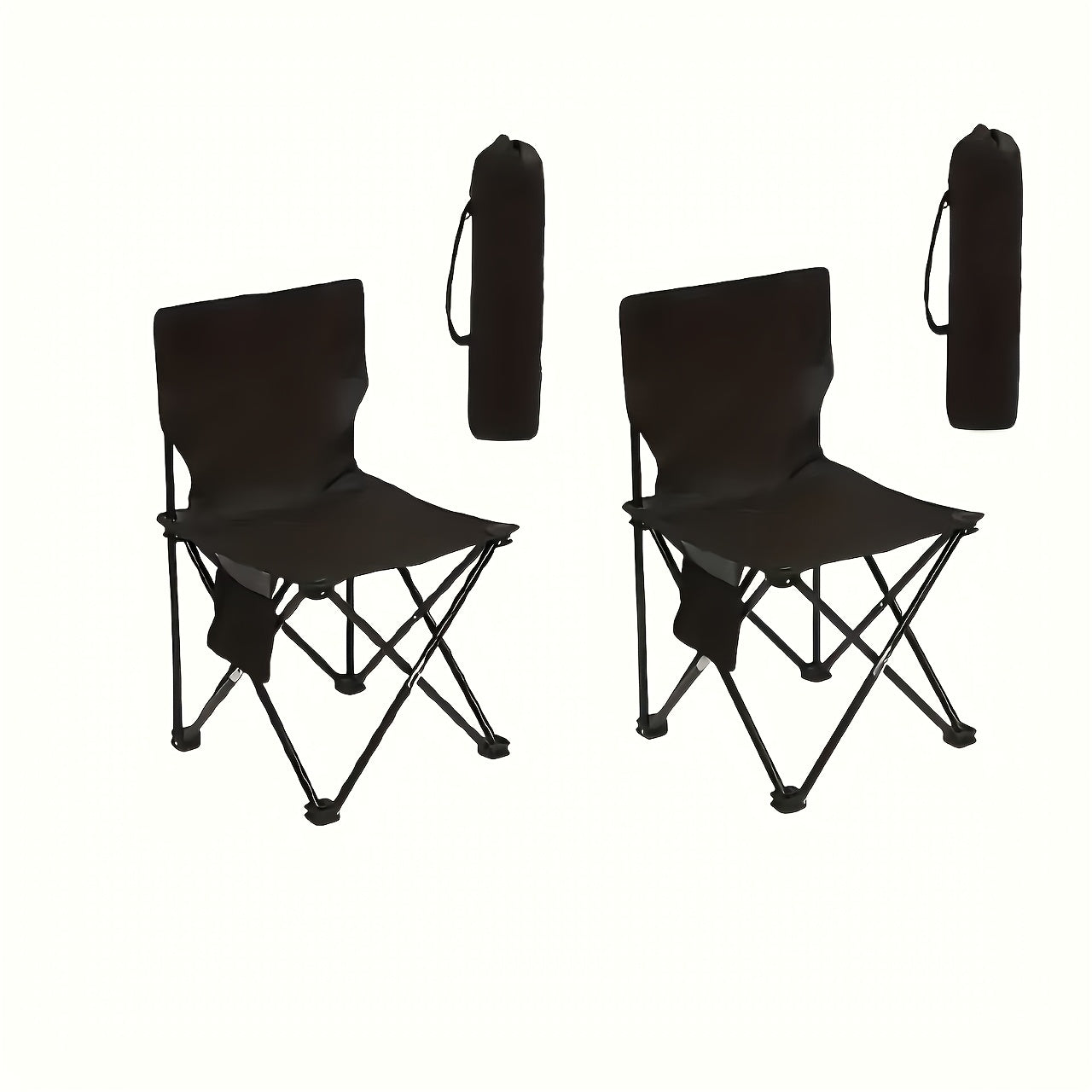 Black Portable Folding Outdoor Chairs – Lightweight Compact Design, Durable Metal Frame with Storage Bag, Ideal for Camping, Travel, Fishing & Holiday Use