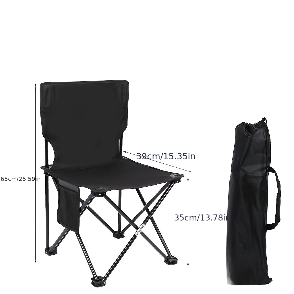 Black Portable Folding Outdoor Chairs – Lightweight Compact Design, Durable Metal Frame with Storage Bag, Ideal for Camping, Travel, Fishing & Holiday Use