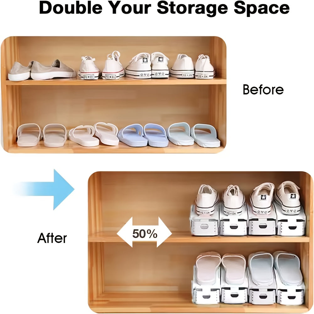 15Pcs Adjustable Plastic Shoe Rack