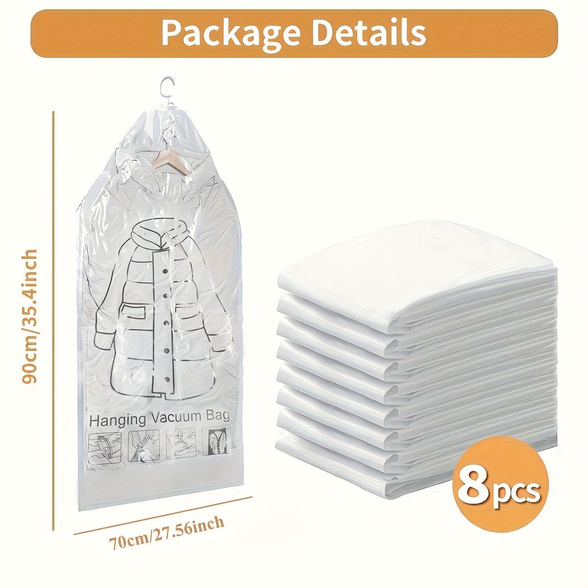 8Pcs Vacuum Storage Bags for Clothes & Suits