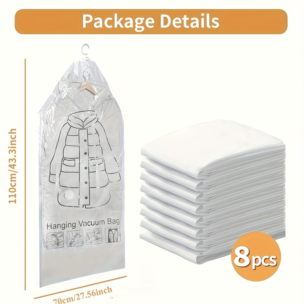 8Pcs Vacuum Storage Bags for Clothes & Suits