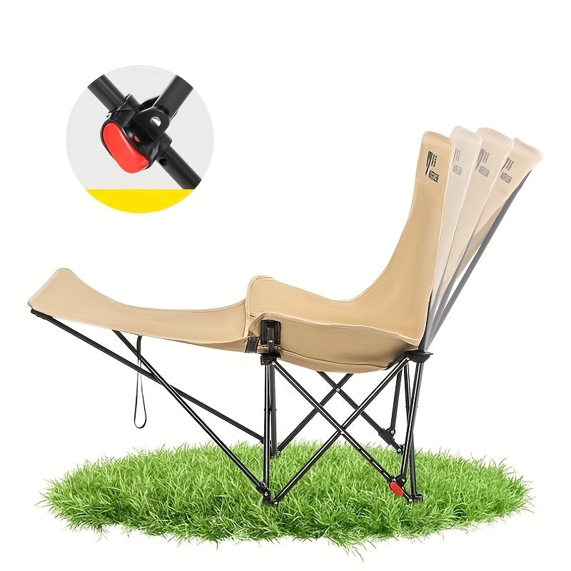286.6 Lbs Heavy‑Duty Foldable Beach Chair with Adjustable Height & Crisscross Backrest – Portable Outdoor Chair for Camping, Fishing, Travel, Poolside & Picnic, Featuring Button‑Release Folding Mechanism and Durable Fabric