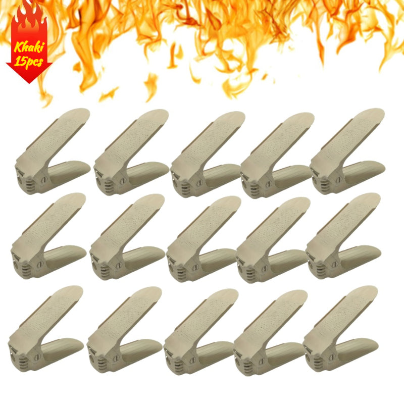 15Pcs Adjustable Plastic Shoe Rack