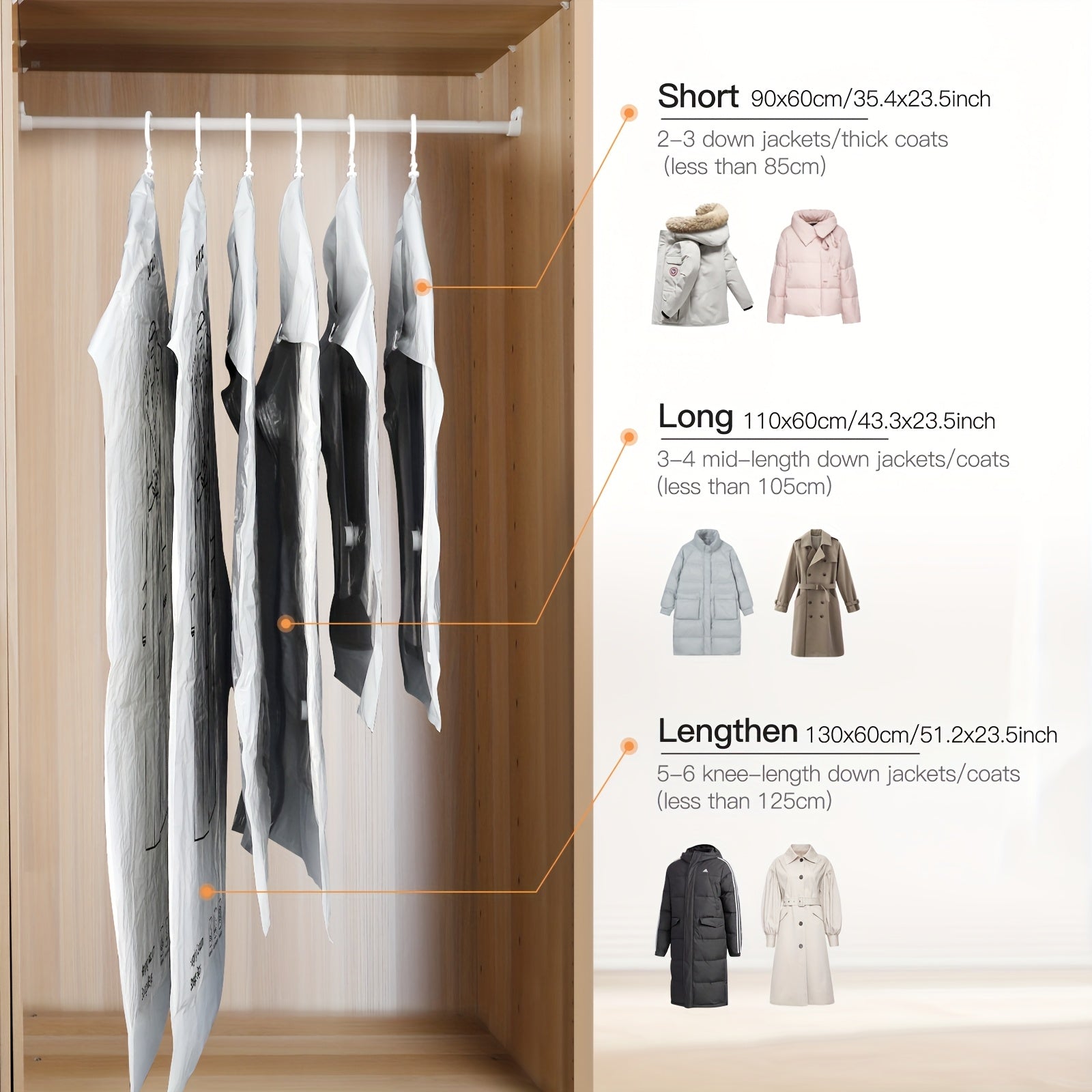 8Pcs Vacuum Storage Bags for Clothes & Suits