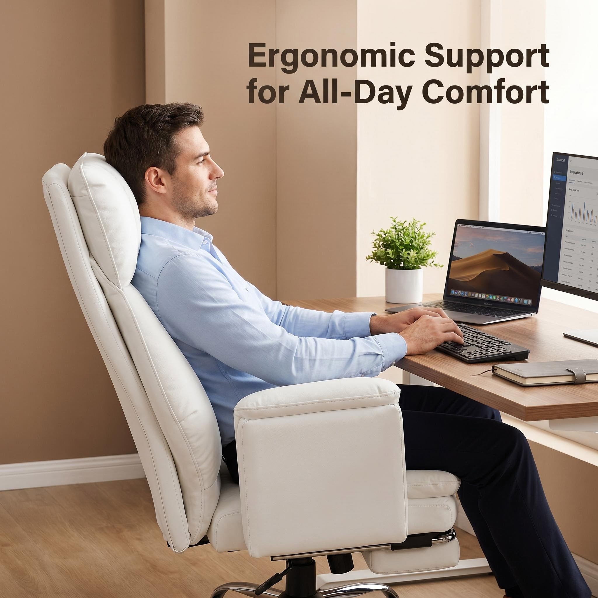 Heavy Duty 400LBS Office Chair, Ergonomic Design with Adjustable Arms & Footrest