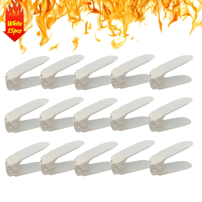 15Pcs Adjustable Plastic Shoe Rack