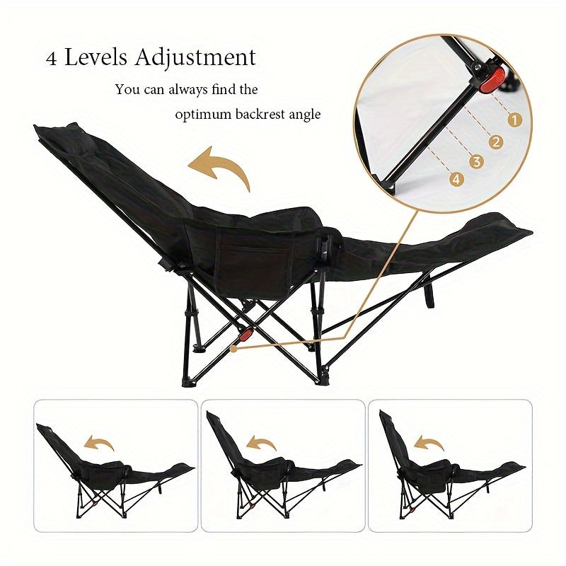 286.6 Lbs Heavy‑Duty Foldable Beach Chair with Adjustable Height & Crisscross Backrest – Portable Outdoor Chair for Camping, Fishing, Travel, Poolside & Picnic, Featuring Button‑Release Folding Mechanism and Durable Fabric