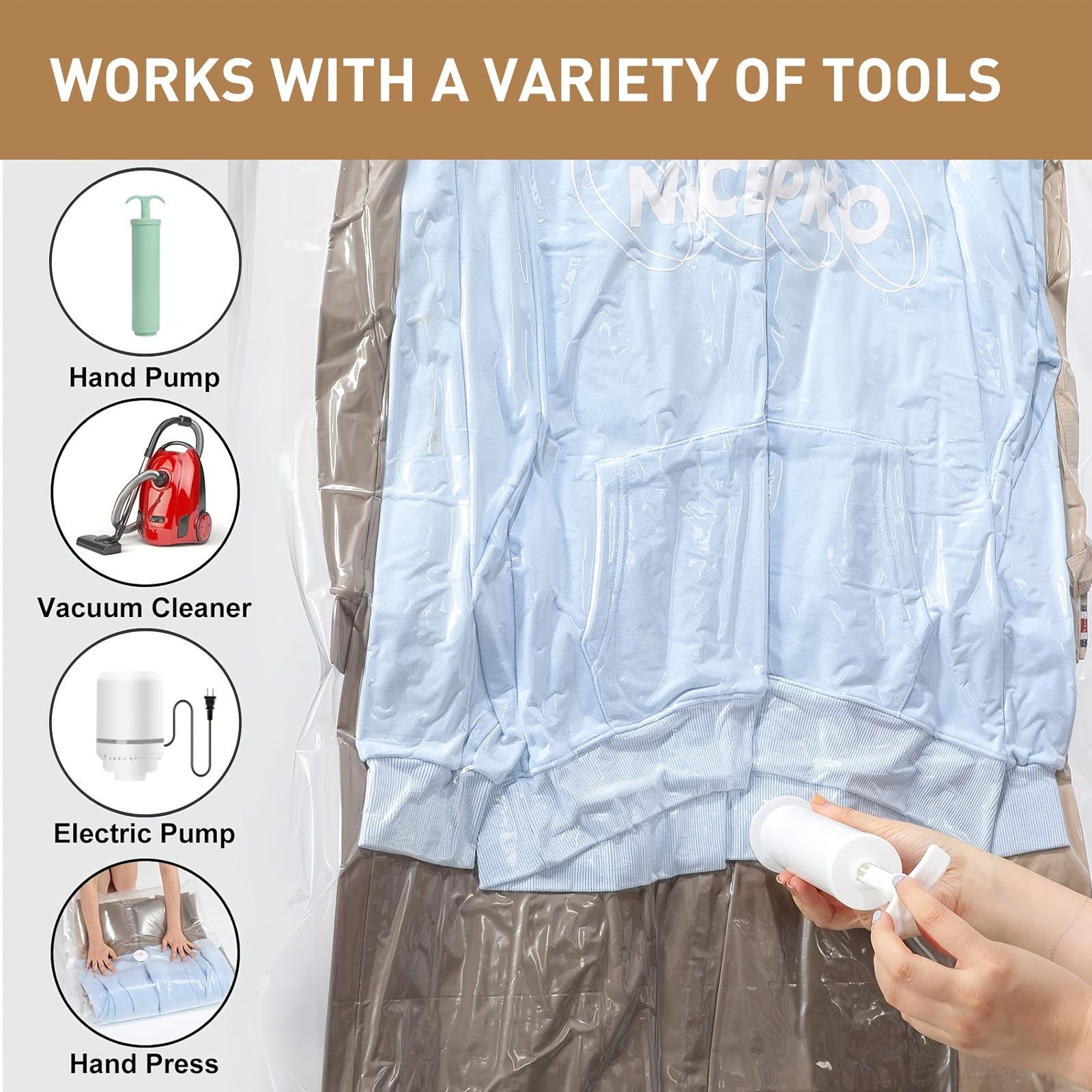 8Pcs Vacuum Storage Bags for Clothes & Suits