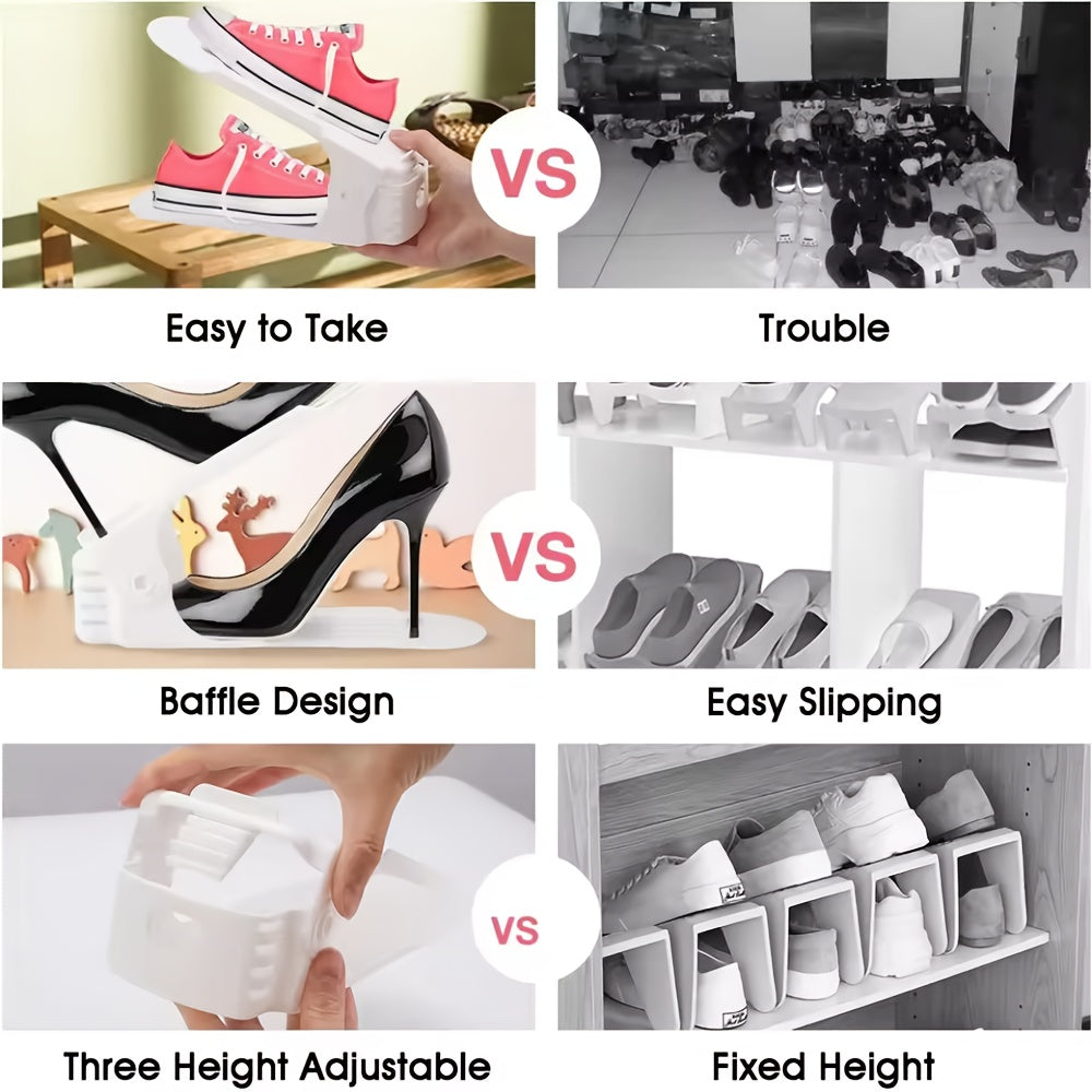 15Pcs Adjustable Plastic Shoe Rack