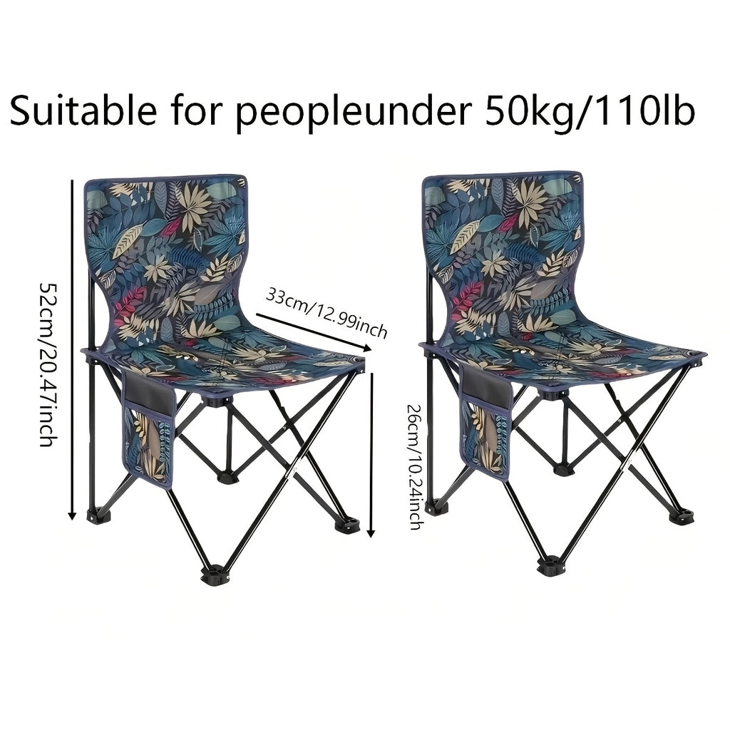 Black Portable Folding Outdoor Chairs – Lightweight Compact Design, Durable Metal Frame with Storage Bag, Ideal for Camping, Travel, Fishing & Holiday Use