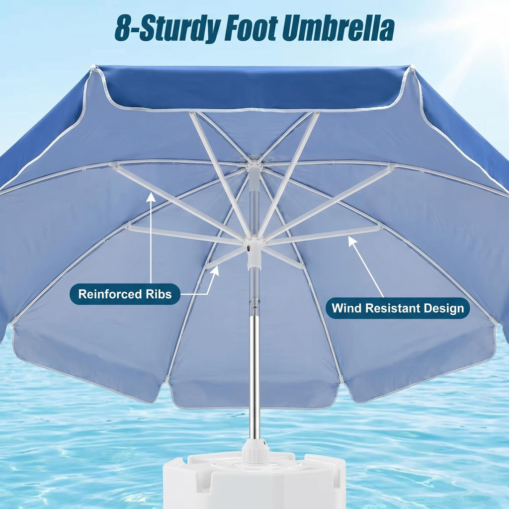 Anti-Tip Floating Base Pool Umbrella with UPF50+ UV Protection & Water Repellent Canopy, Stable Floating Sun Shade for Swimming Pool, Beach and Water Park Outdoor Use