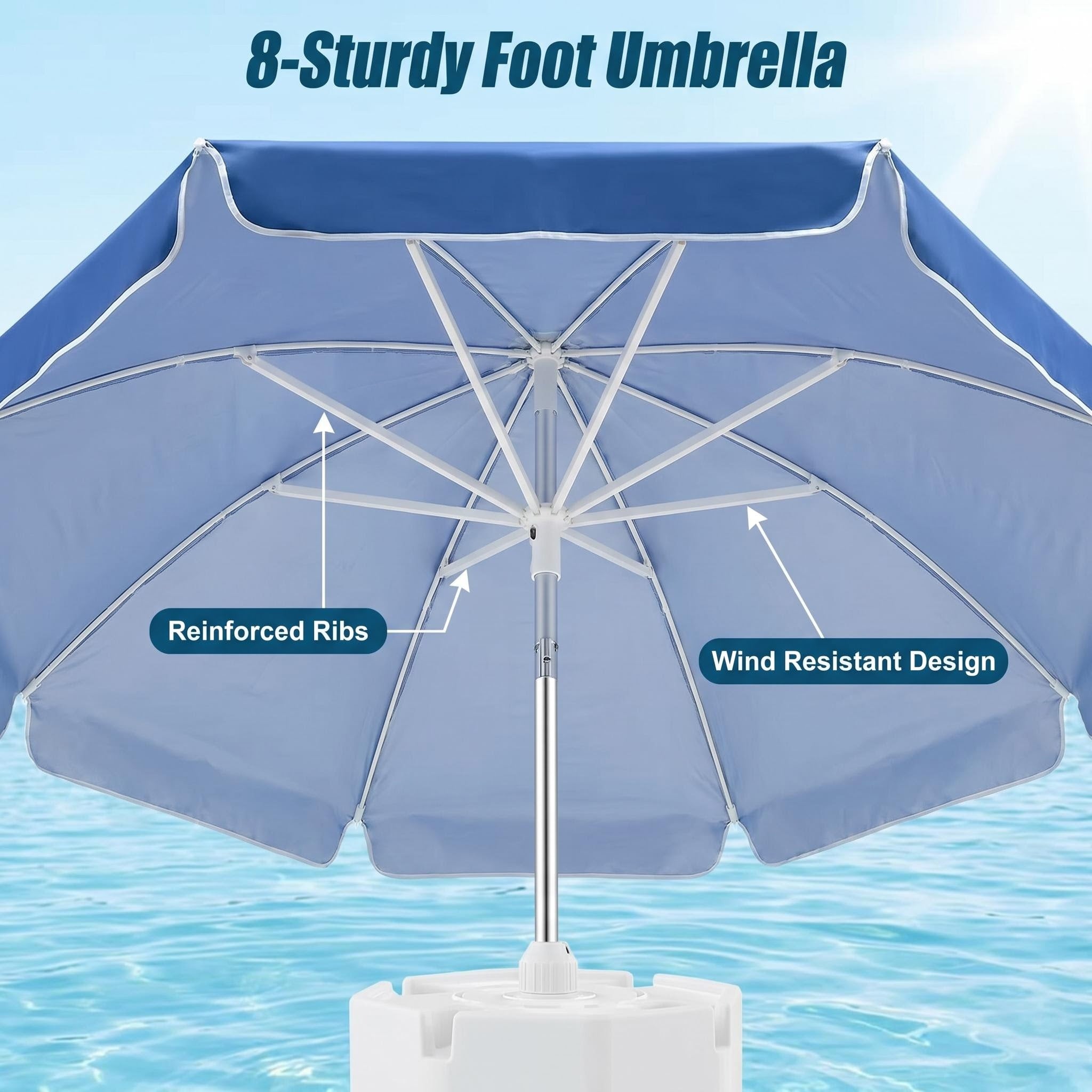 Anti-Tip Floating Base Pool Umbrella with UPF50+ UV Protection & Water Repellent Canopy, Stable Floating Sun Shade for Swimming Pool, Beach and Water Park Outdoor Use