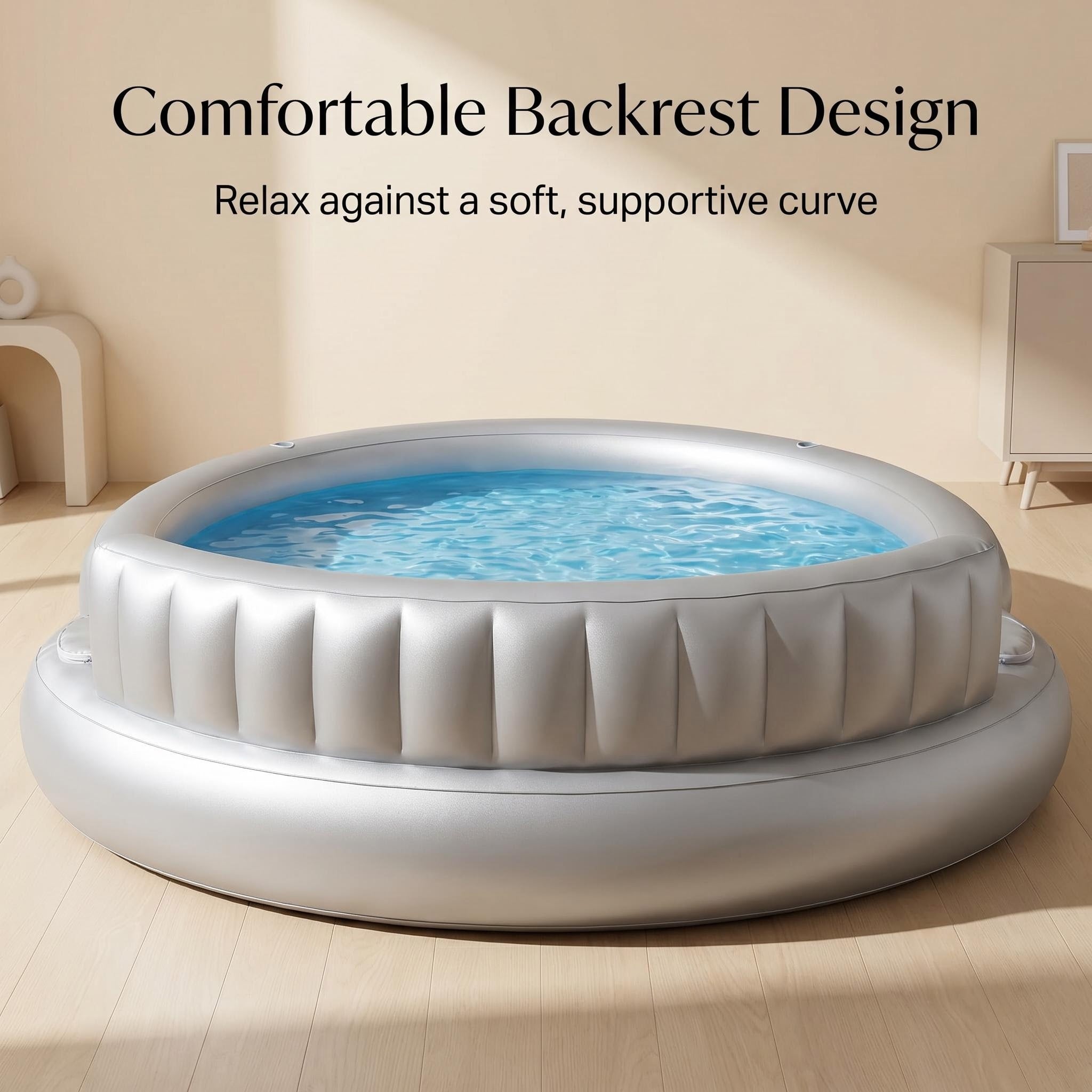 Premium Durable Inflatable Pool Featuring Integrated Beverage Ice Compartment & Ergonomic Backrest, Heavy-Duty Leakproof PVC for Patio, Lawn Outdoor Entertainment