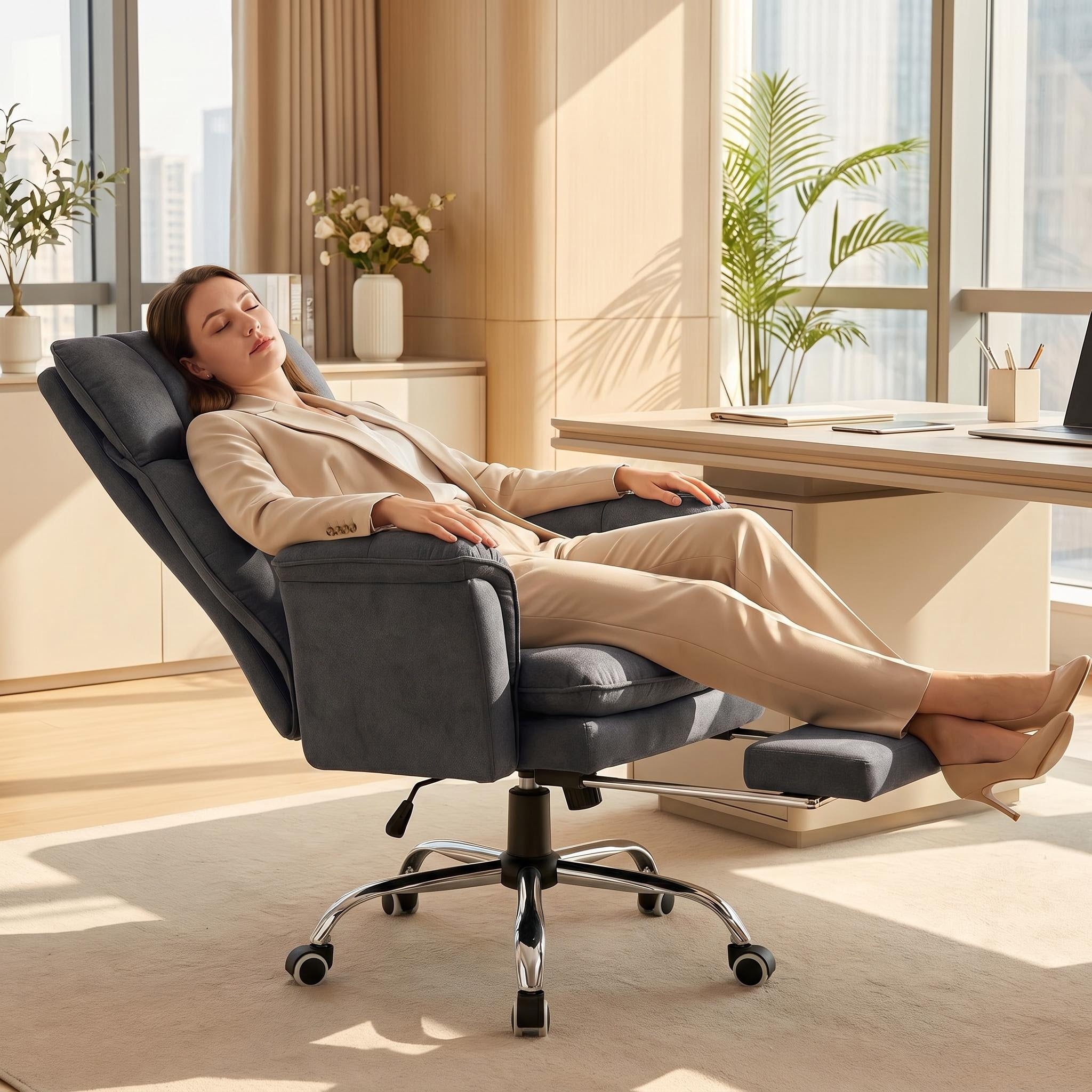 Heavy Duty 400LBS Office Chair, Ergonomic Design with Adjustable Arms & Footrest