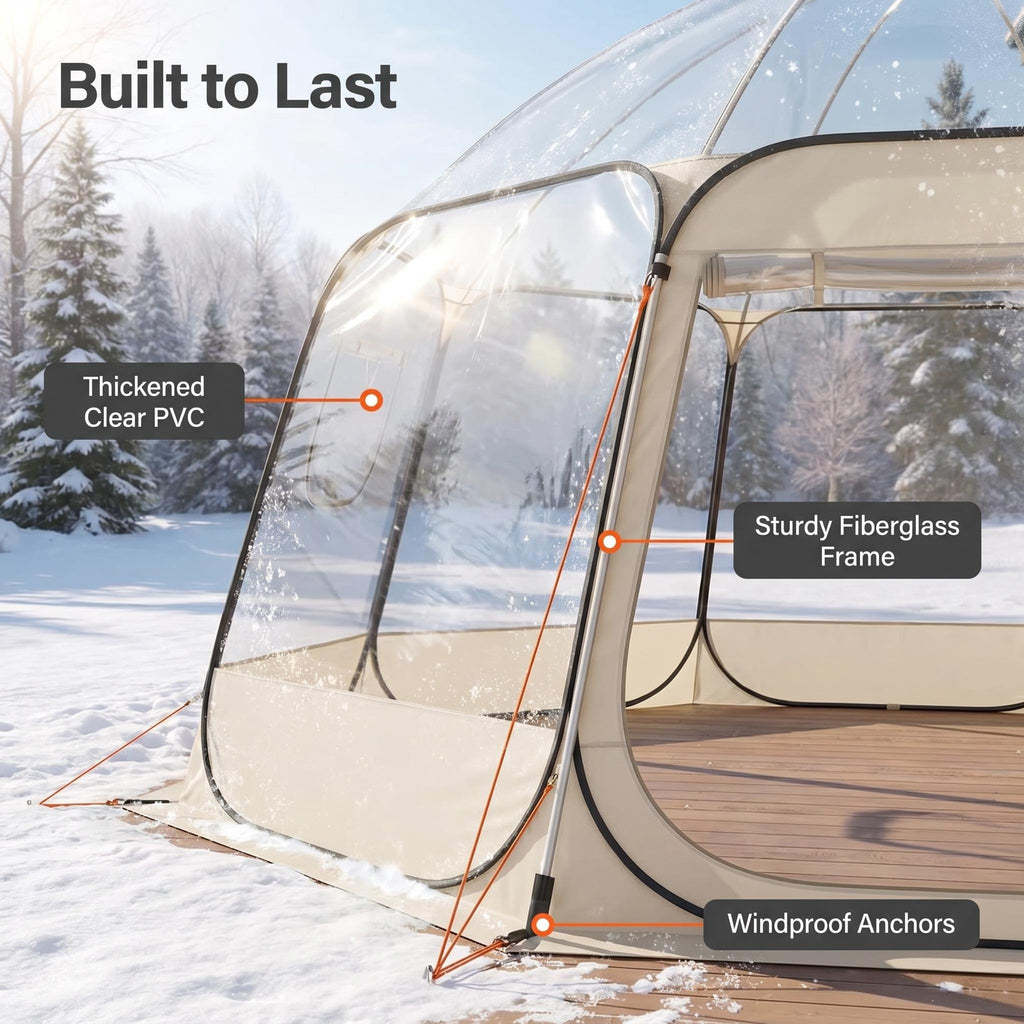 Pop-Up Bubble Tent with 360° Clear View, Ultra Spacious Weather-Resistant Outdoor Shelter for Backyard Parties, Stargazing & Relaxation