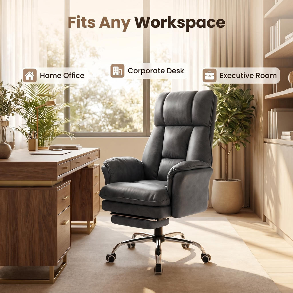 Heavy Duty 400LBS Office Chair, Ergonomic Design with Adjustable Arms & Footrest