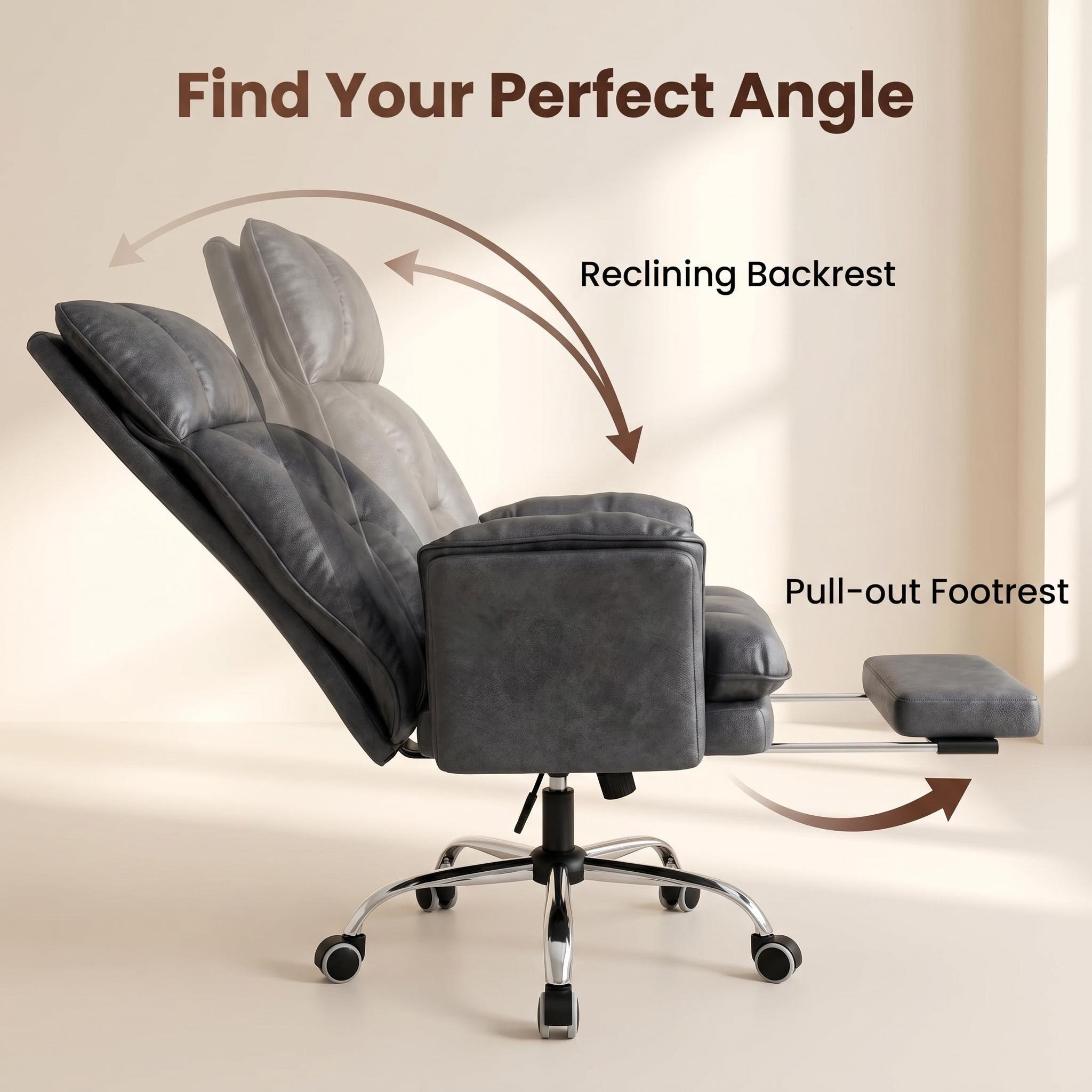 Heavy Duty 400LBS Office Chair, Ergonomic Design with Adjustable Arms & Footrest