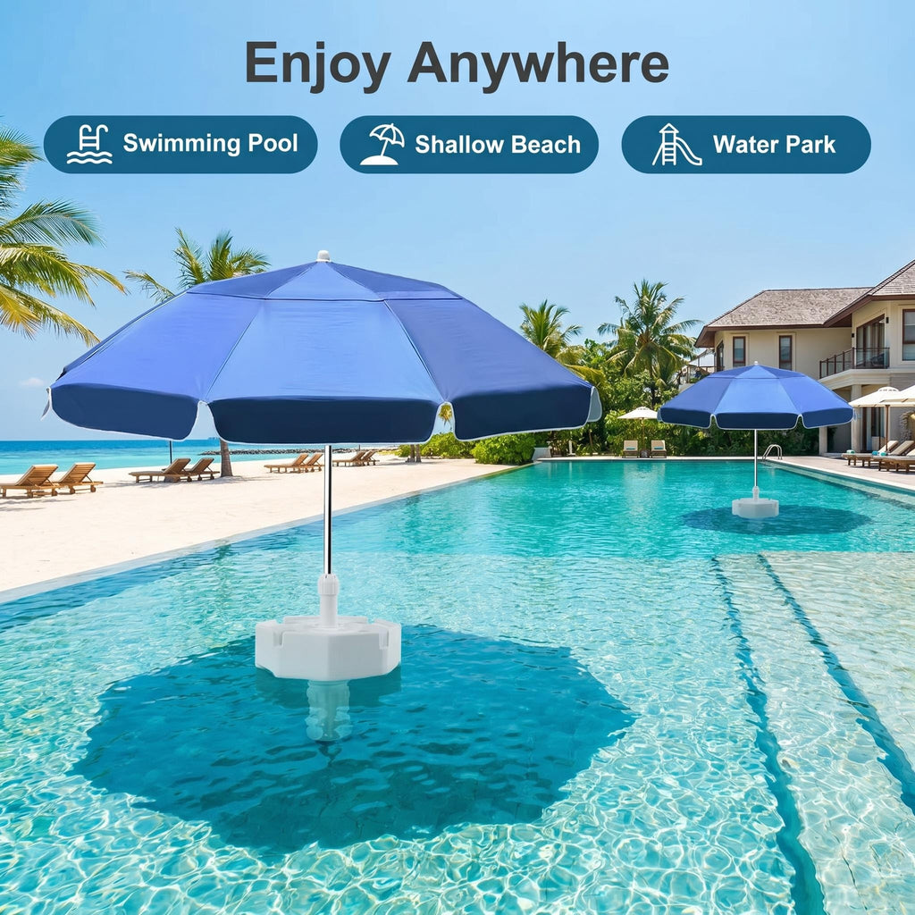Anti-Tip Floating Base Pool Umbrella with UPF50+ UV Protection & Water Repellent Canopy, Stable Floating Sun Shade for Swimming Pool, Beach and Water Park Outdoor Use