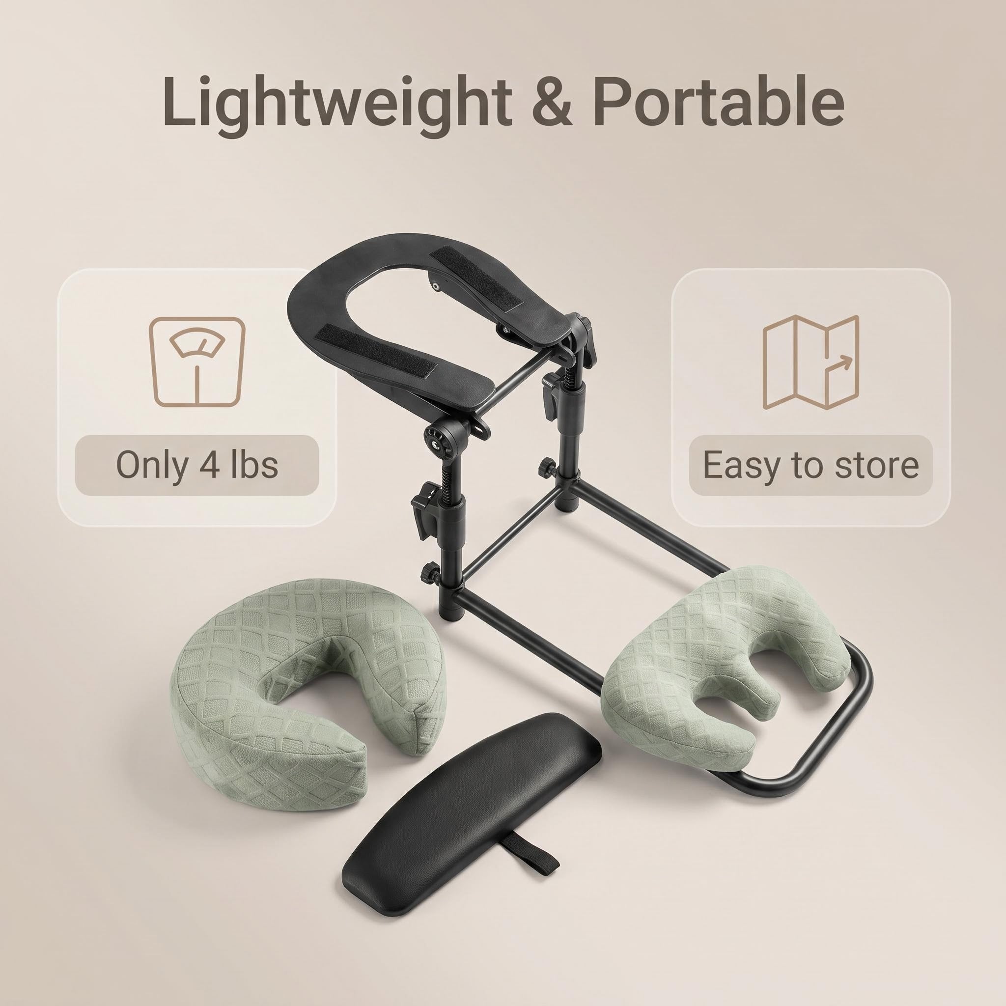 Home Massage Kit with Cloud-Like Comfort Face Pillow, Adjustable Bedside Face Cradle with Skin-Friendly Breathable Fabric, Quick Setup for Bedside Use