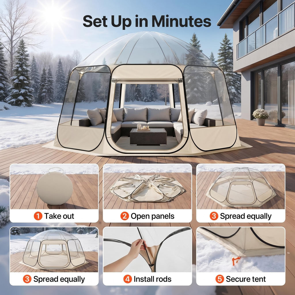 Pop-Up Bubble Tent with 360° Clear View, Ultra Spacious Weather-Resistant Outdoor Shelter for Backyard Parties, Stargazing & Relaxation