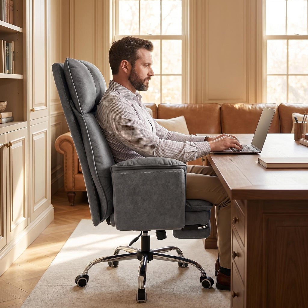 Heavy Duty 400LBS Office Chair, Ergonomic Design with Adjustable Arms & Footrest