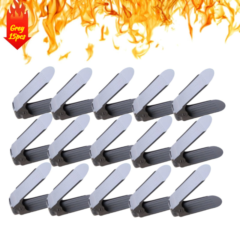 15Pcs Adjustable Plastic Shoe Rack
