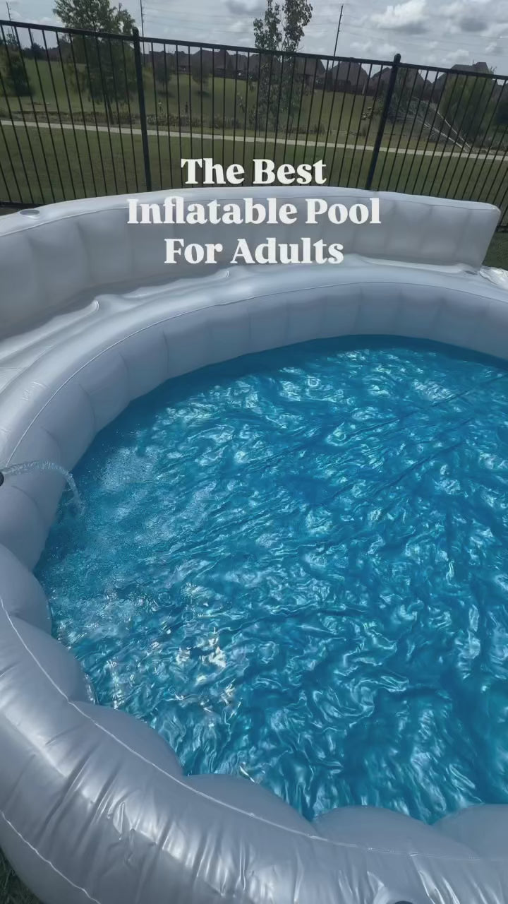 Premium Durable Inflatable Pool Featuring Integrated Beverage Ice Compartment & Ergonomic Backrest, Heavy-Duty Leakproof PVC for Patio, Lawn Outdoor Entertainment